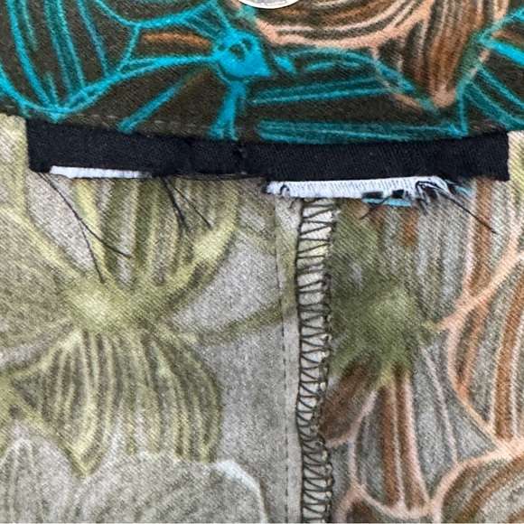 Silky Floral Blazer Jacket Green Blue Peach Button Front M/L - Picture 3 of 4